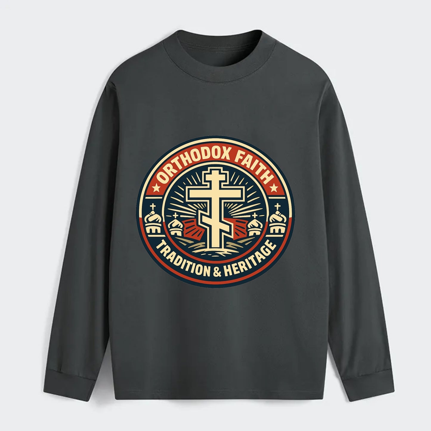 Faithful Heritage Emblem - Classic Long Sleeve Shirt - Gray