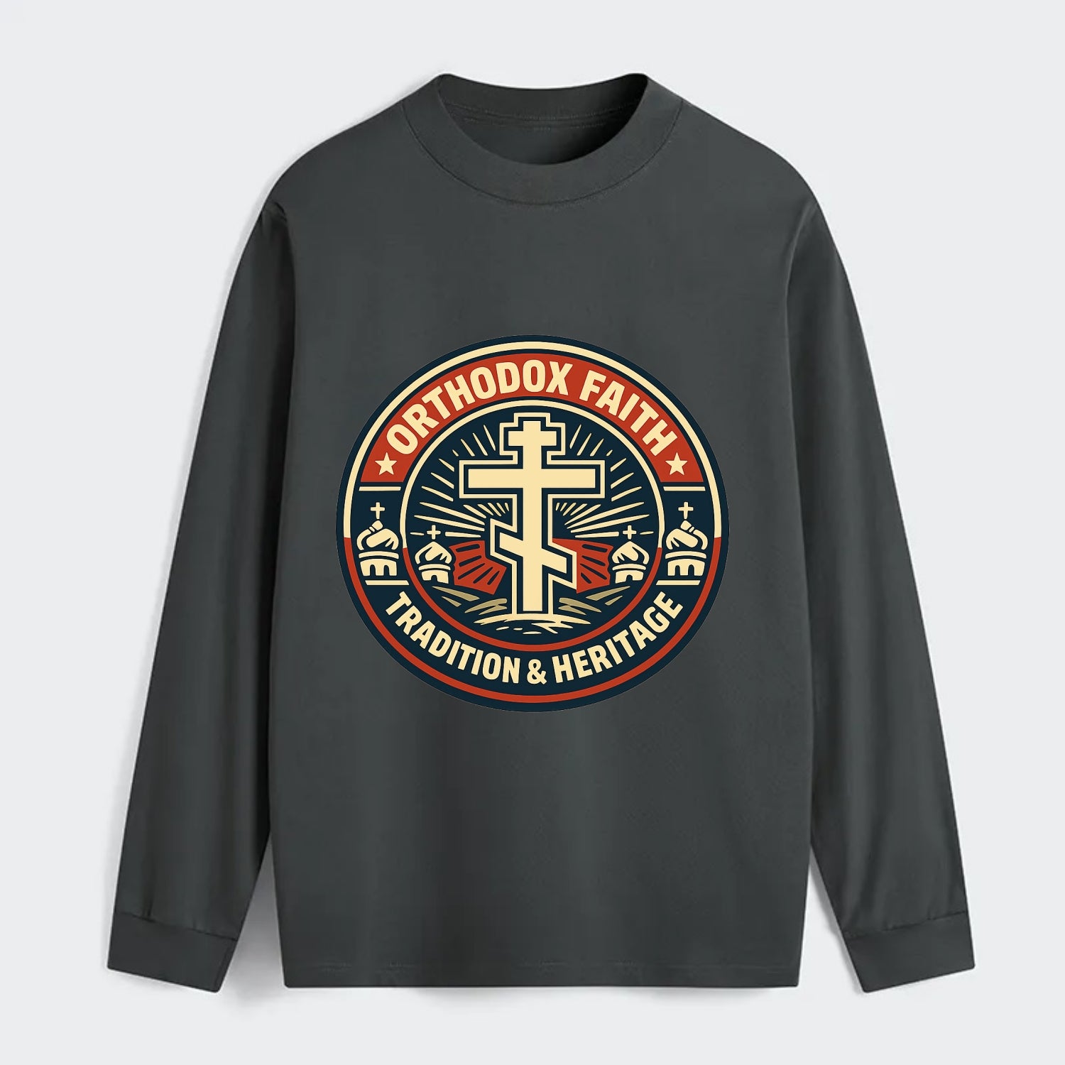 Faithful Heritage Emblem - Classic Long Sleeve Shirt - Gray