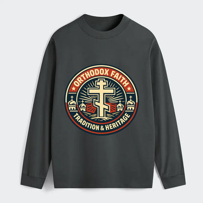 Faithful Heritage Emblem - Classic Long Sleeve Shirt - Gray