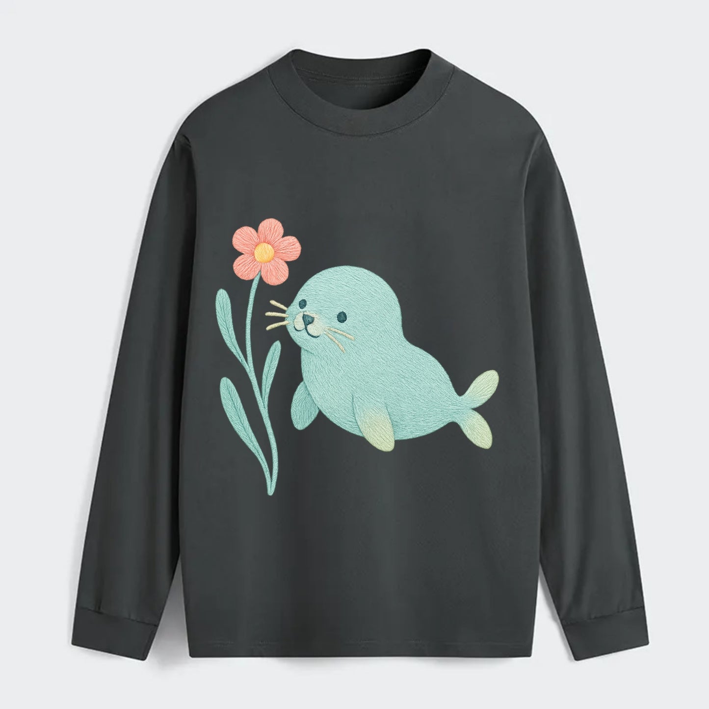 Mint Seal Pup - Classic Long Sleeve Shirt - Gray