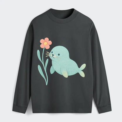 Mint Seal Pup - Classic Long Sleeve Shirt - Gray