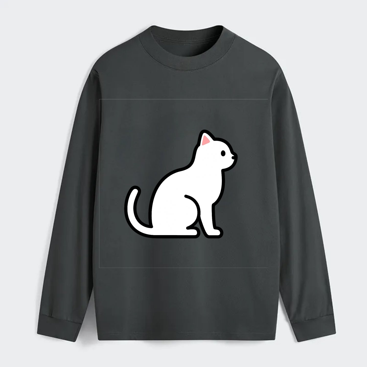 Domestic Shorthair - White classic flat side profile - Classic Long Sleeve Shirt - Gray