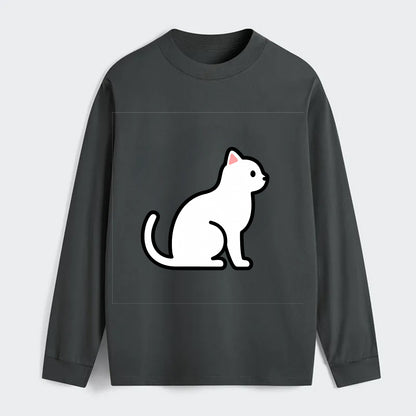 Domestic Shorthair - White classic flat side profile - Classic Long Sleeve Shirt - Gray