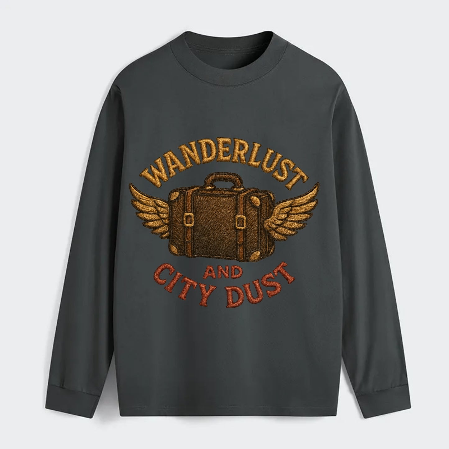 Wanderlust And City Dust  - Classic Long Sleeve Shirt - Gray