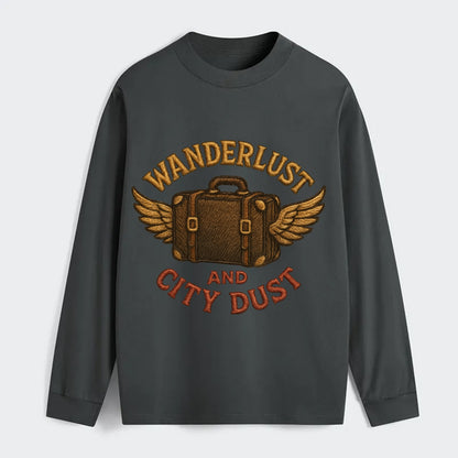 Wanderlust And City Dust  - Classic Long Sleeve Shirt - Gray