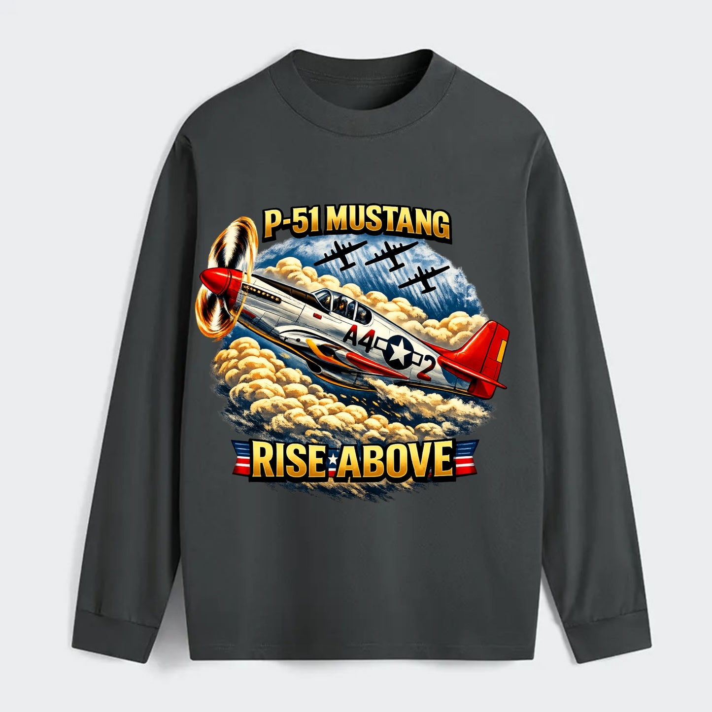 P 51 Mustang Rise Above - Classic Long Sleeve Shirt - Gray