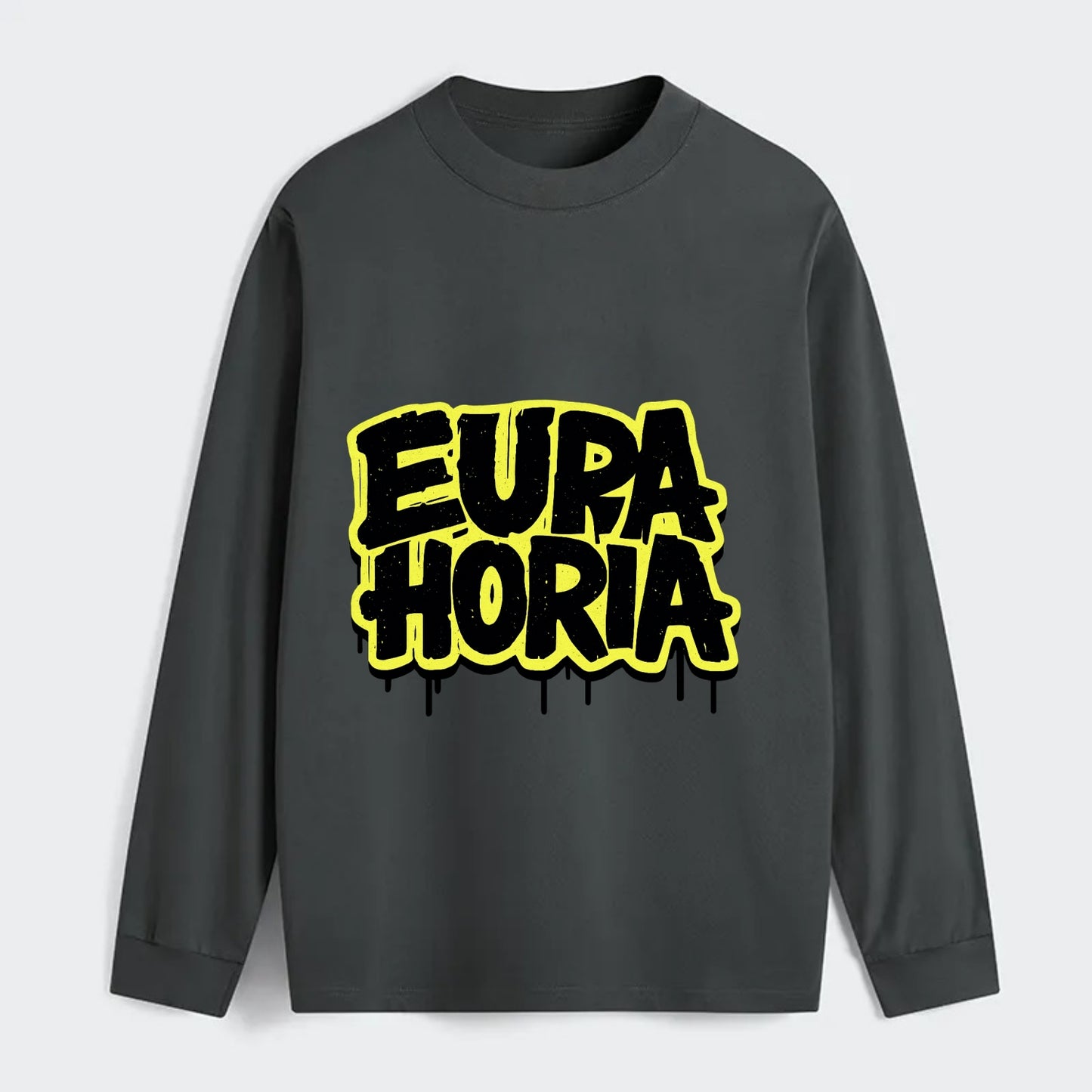 Bold typography design - "EUPHORIA" - intense happiness, ecstasy - Classic Long Sleeve Shirt - Gray