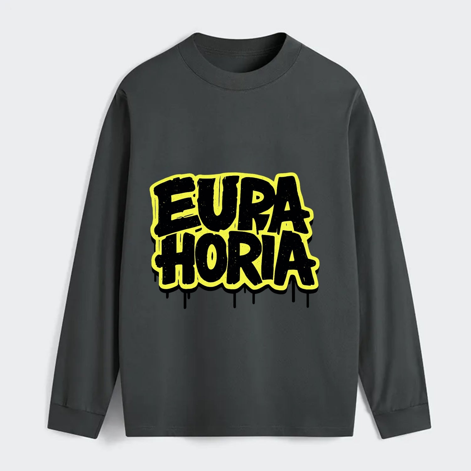 Bold typography design - "EUPHORIA" - intense happiness, ecstasy - Classic Long Sleeve Shirt - Gray
