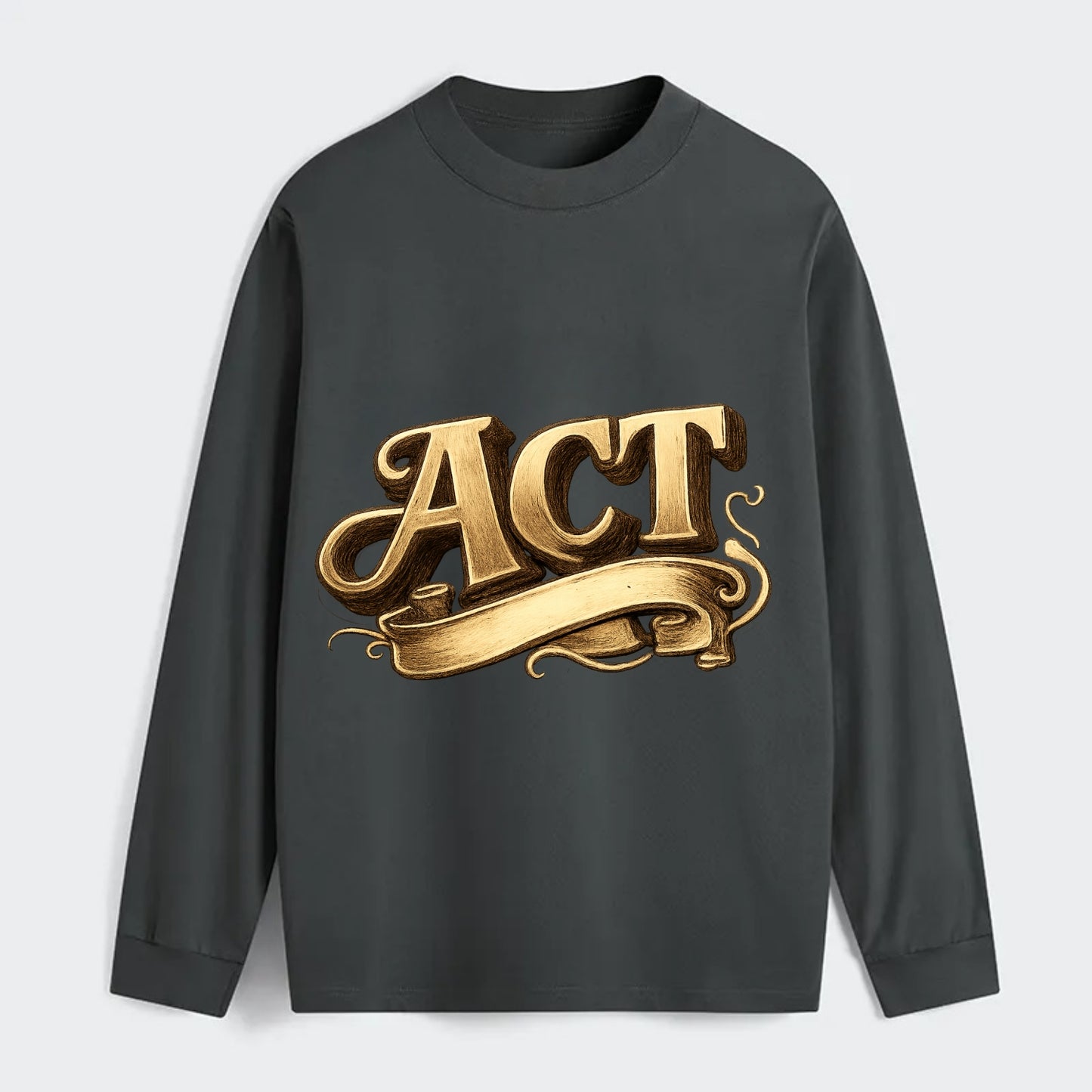 Bold typography design - "ACT" - take action, do something - Classic Long Sleeve Shirt - Gray