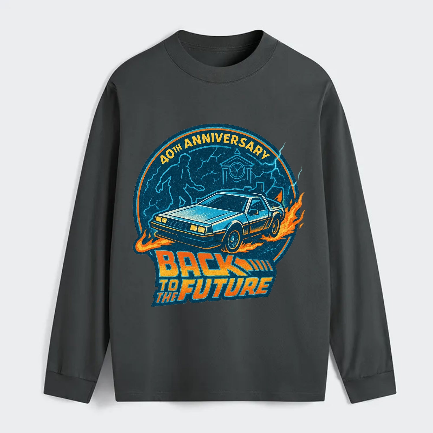 Back To The Future 40th Anniversary - Classic Long Sleeve Shirt - Gray