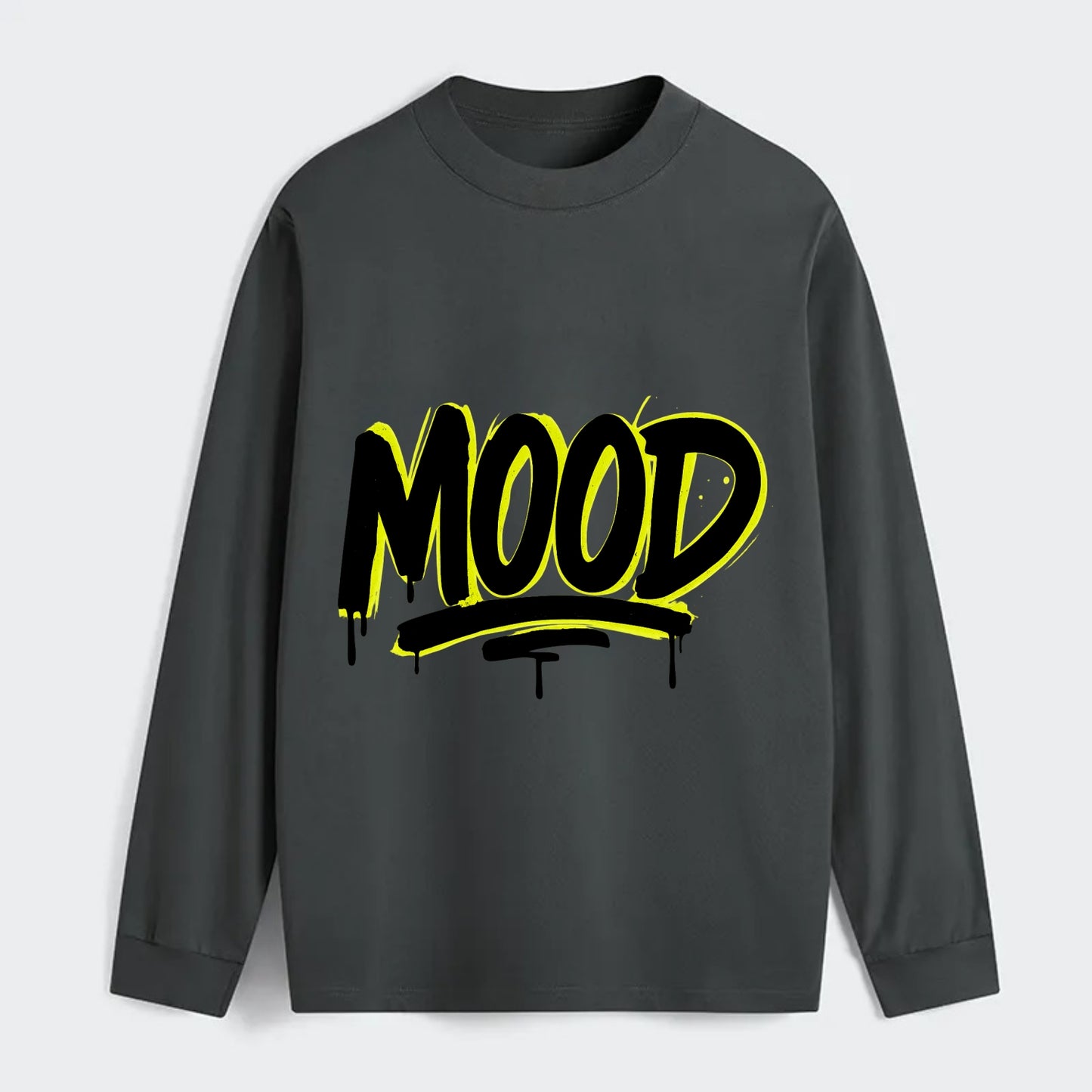 Bold typography design - "MOOD" - current state, feeling it - Classic Long Sleeve Shirt - Gray