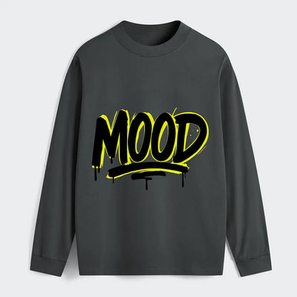 Bold typography design - "MOOD" - current state, feeling it - Classic Long Sleeve Shirt - Gray