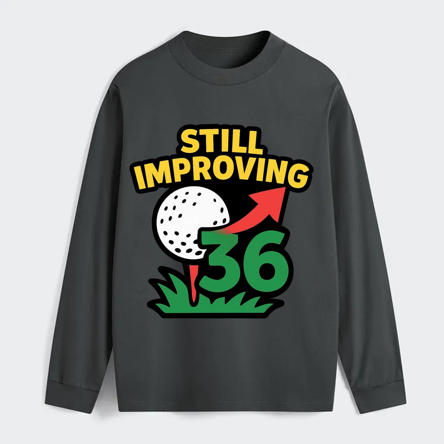 Handicap number getting higher with arrow - "Still Improving" - - Classic Long Sleeve Shirt - Gray