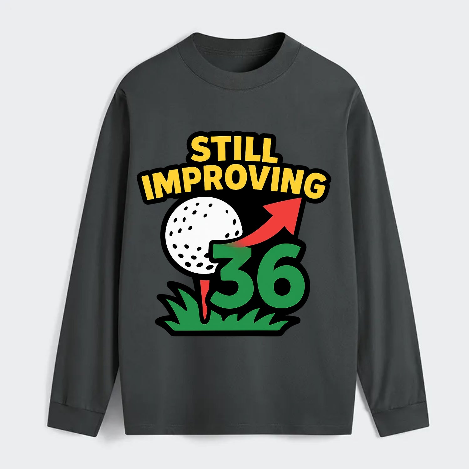 Handicap number getting higher with arrow - "Still Improving" - - Classic Long Sleeve Shirt - Gray