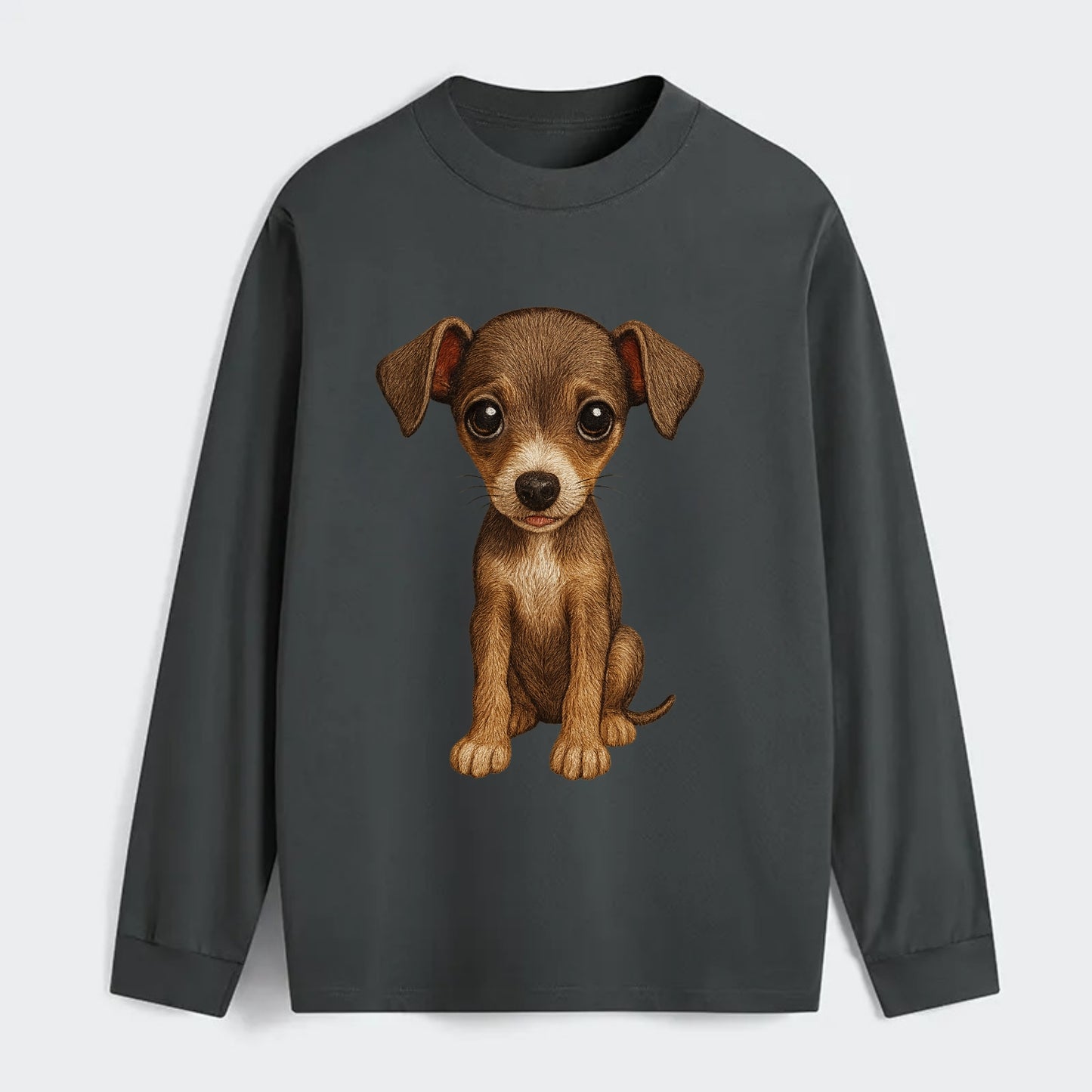 Baby Italian Greyhound Puppy - sleek tiny body, long legs, gentle eyes, - Classic Long Sleeve Shirt - Gray
