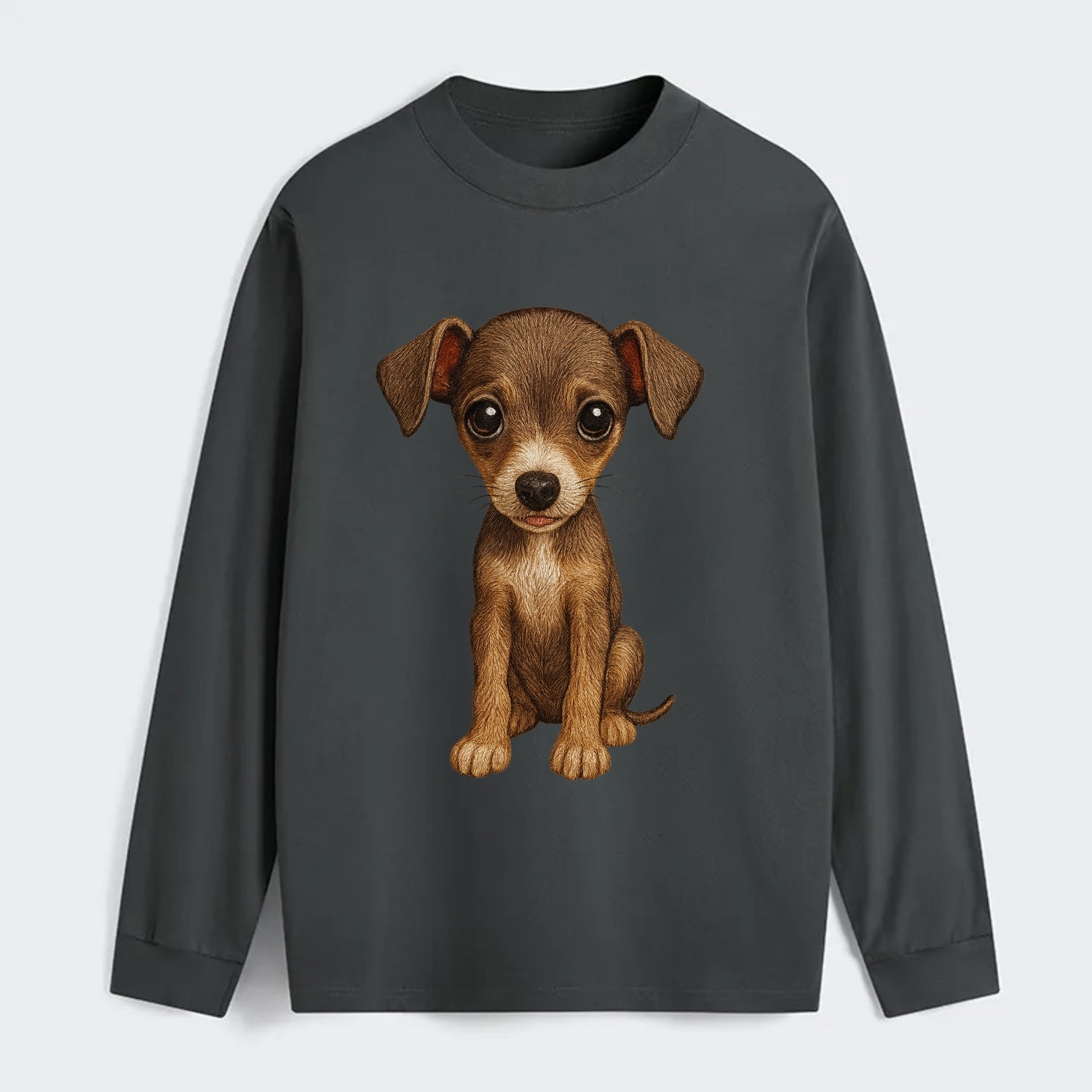 Baby Italian Greyhound Puppy - sleek tiny body, long legs, gentle eyes, - Classic Long Sleeve Shirt - Gray