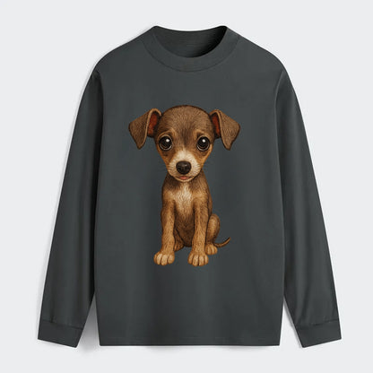 Baby Italian Greyhound Puppy - sleek tiny body, long legs, gentle eyes, - Classic Long Sleeve Shirt - Gray