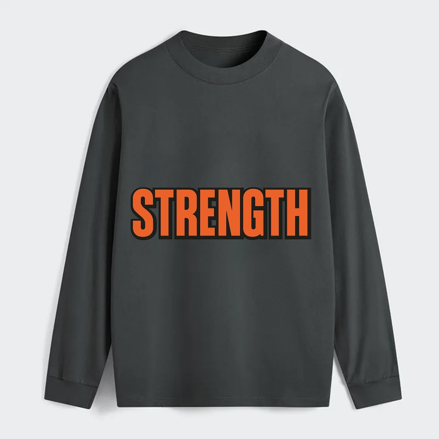 Bold typography design - "STRENGTH" - inner power, resilience, fortitude - Classic Long Sleeve Shirt - Gray