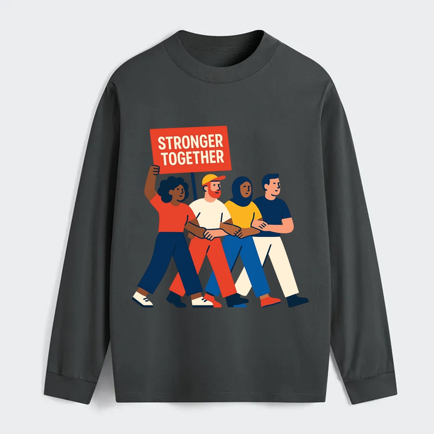 Peaceful protesters marching with linked arms - "Stronger Together" - - Classic Long Sleeve Shirt - Gray