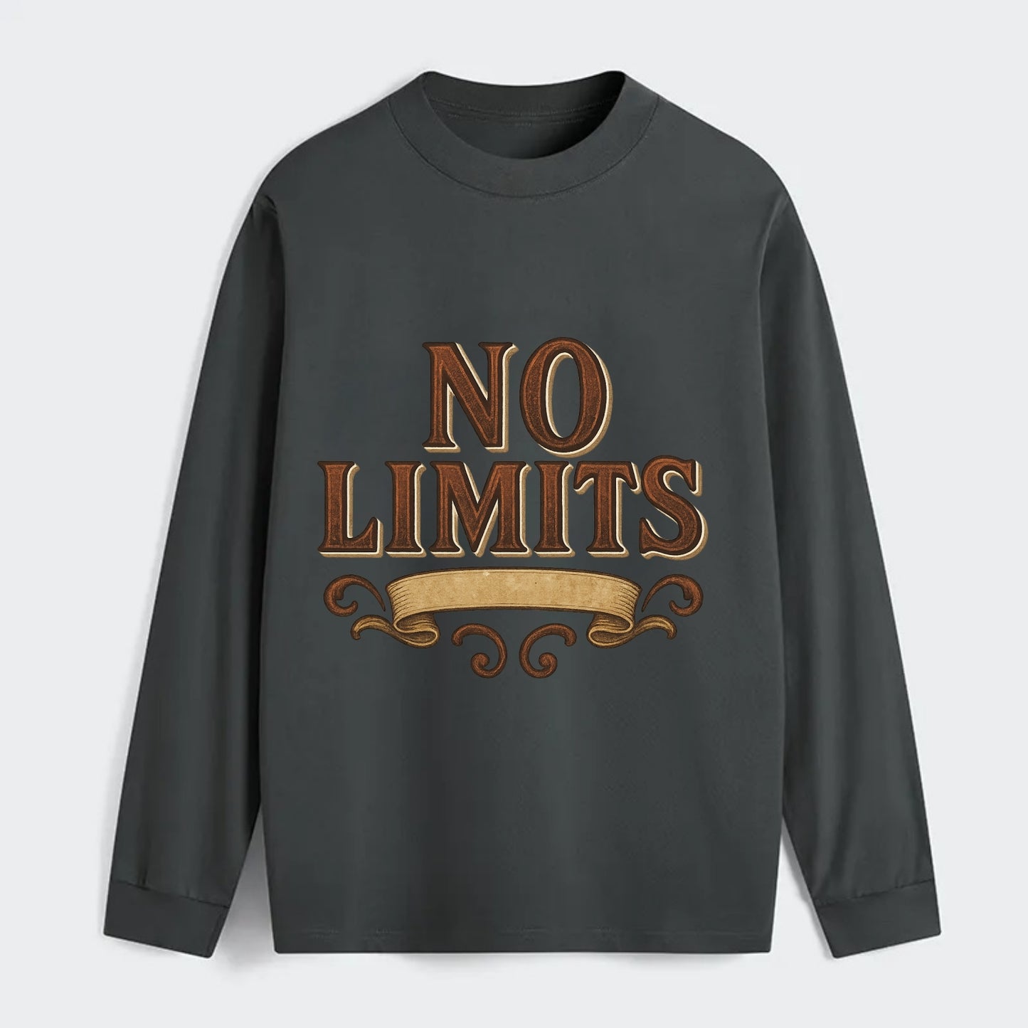Bold typography design - "NO LIMITS" - boundless potential - Classic Long Sleeve Shirt - Gray