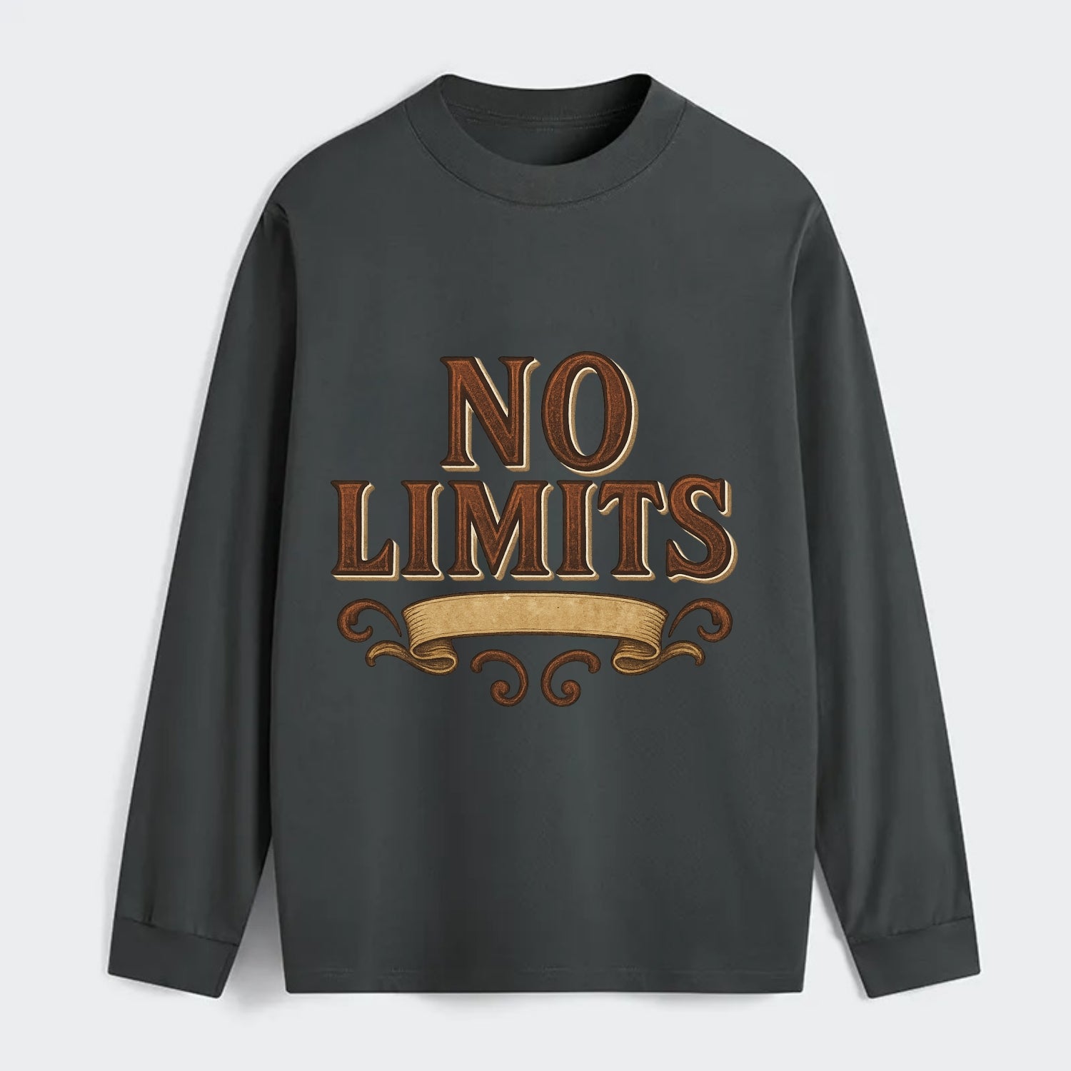 Bold typography design - "NO LIMITS" - boundless potential - Classic Long Sleeve Shirt - Gray