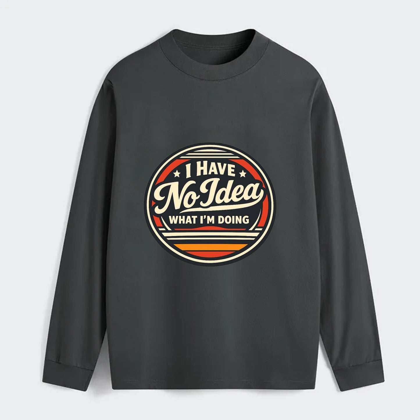 Confidently Clueless Emblem - Classic Long Sleeve Shirt - Gray