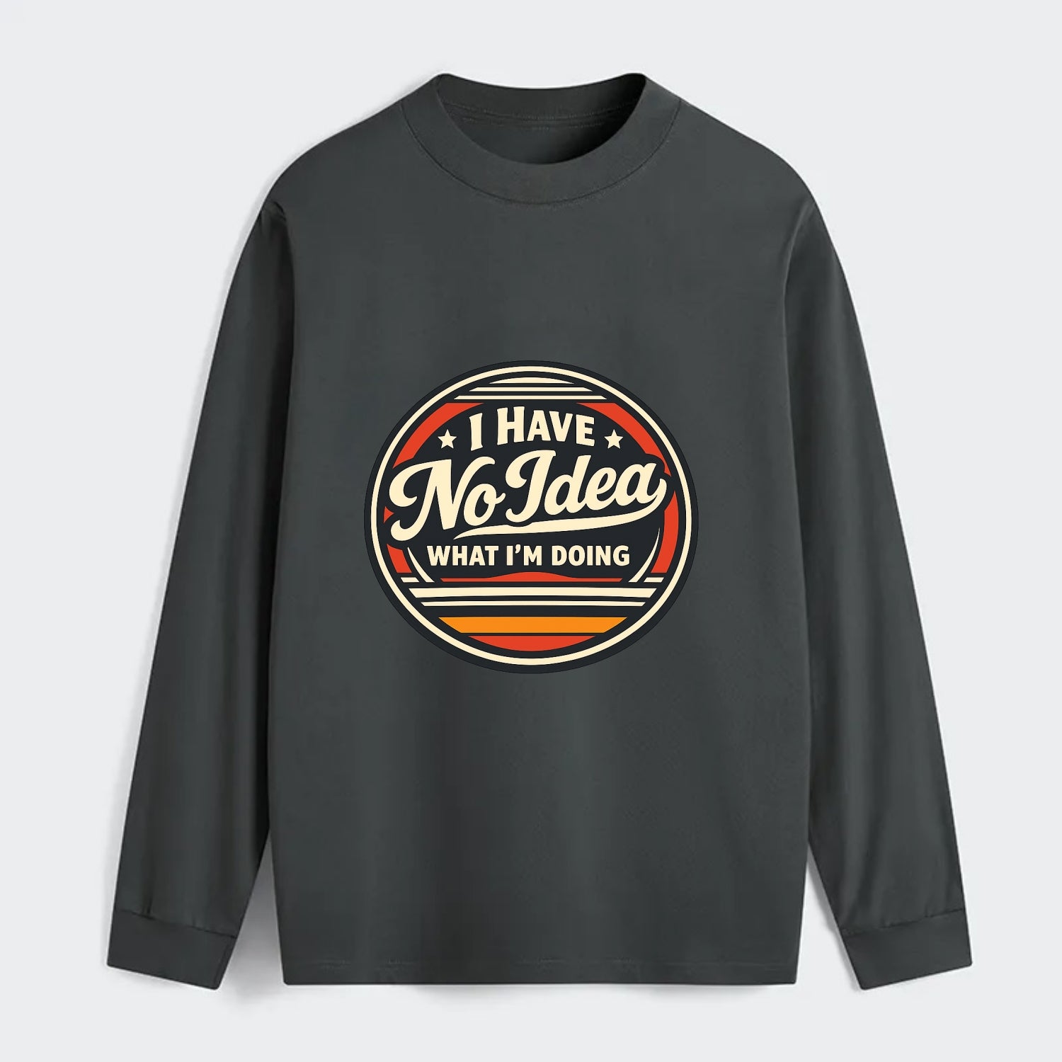 Confidently Clueless Emblem - Classic Long Sleeve Shirt - Gray