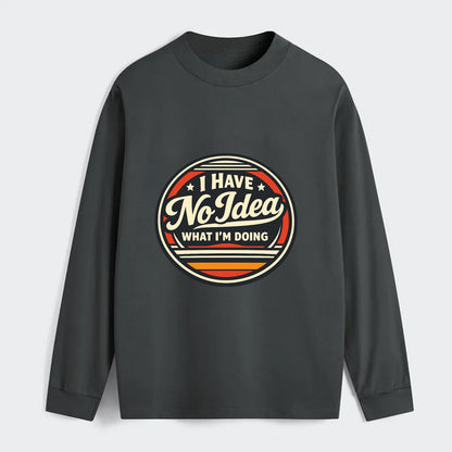 Confidently Clueless Emblem - Classic Long Sleeve Shirt - Gray