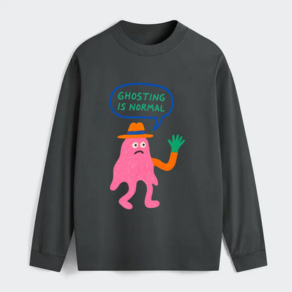 GHOSTING IS NORMAL | Transparent ghost texting - Classic Long Sleeve Shirt - Gray