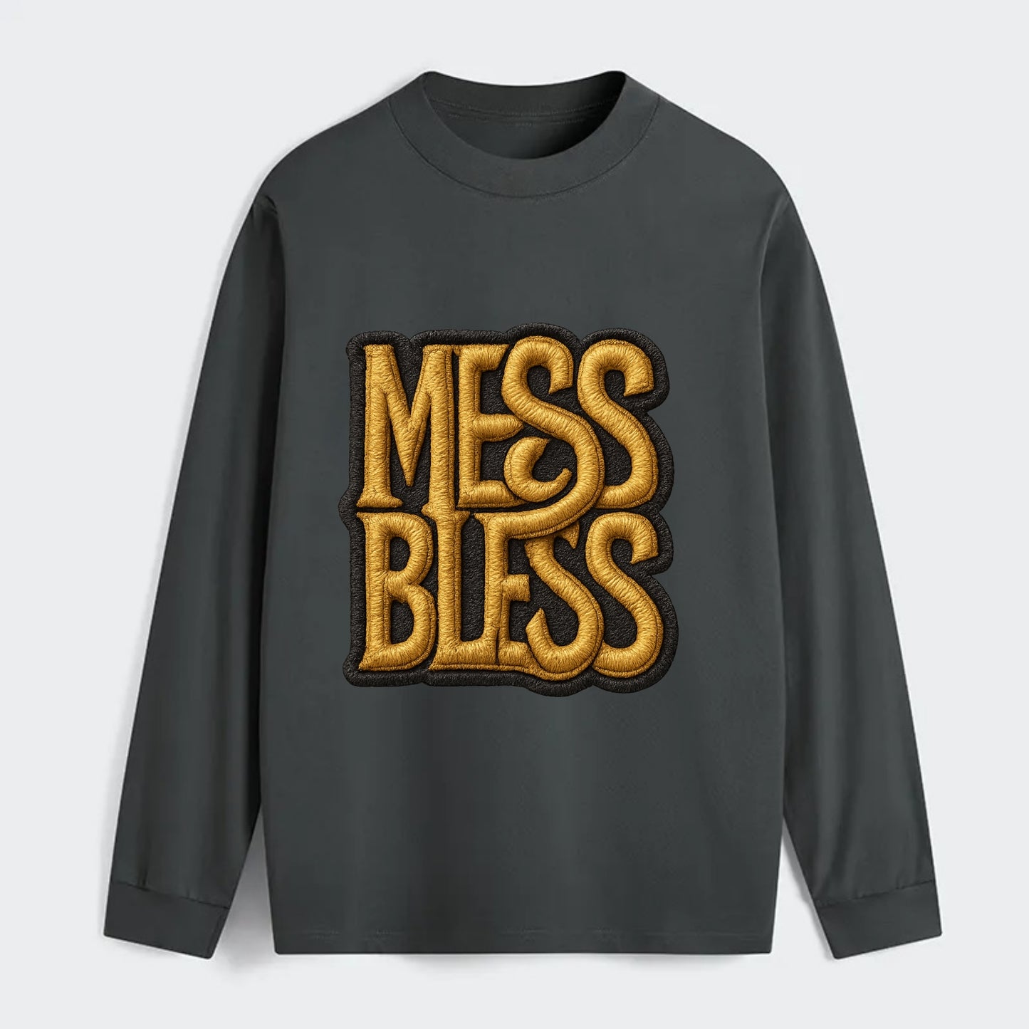 MESS;BLESS UP Gold Metallic Visor - Classic Long Sleeve Shirt - Gray