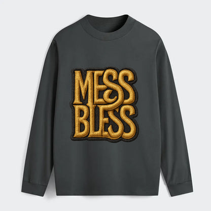 MESS;BLESS UP Gold Metallic Visor - Classic Long Sleeve Shirt - Gray