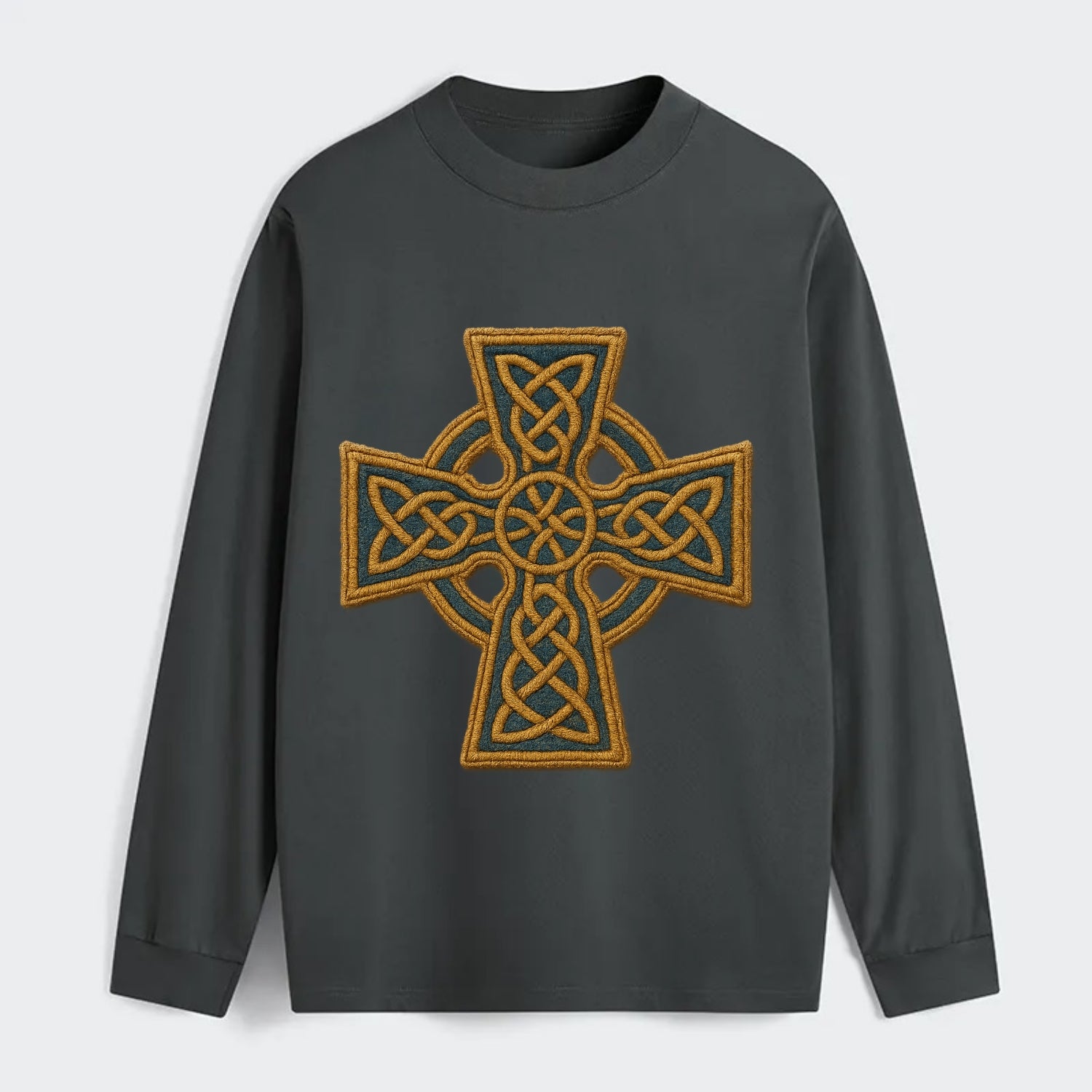 Book Of Kells Cross - Classic Long Sleeve Shirt - Gray