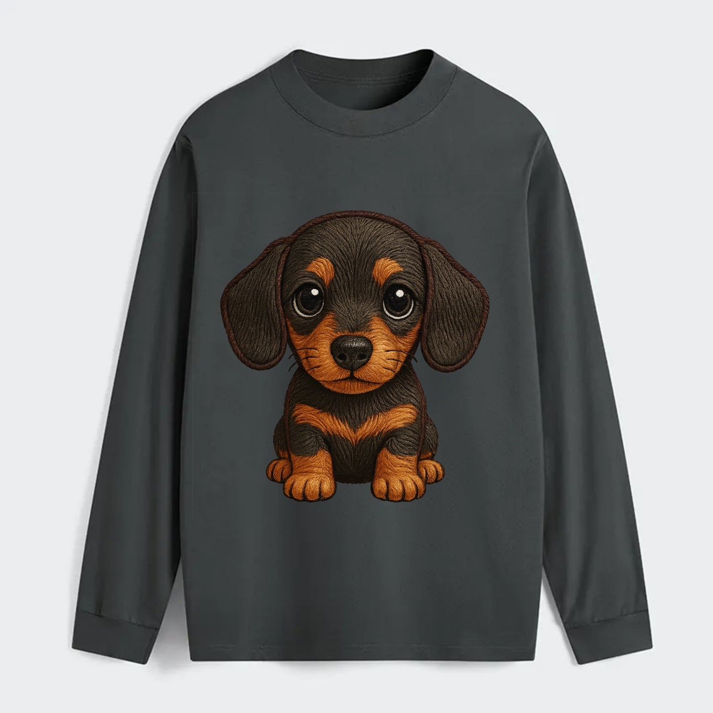 Baby Dachshund Puppy - long body, short legs, floppy ears, curious - Classic Long Sleeve Shirt - Gray