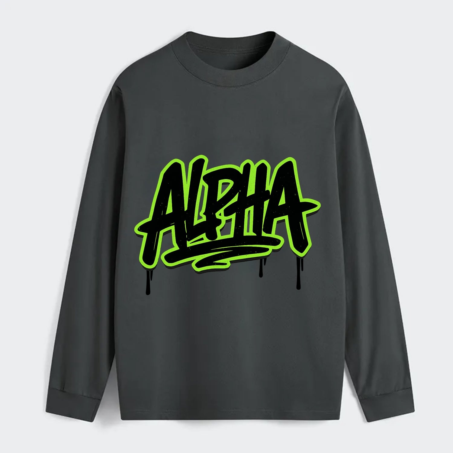 Bold typography design - "ALPHA" - leader of the pack - Classic Long Sleeve Shirt - Gray