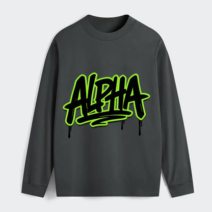 Bold typography design - "ALPHA" - leader of the pack - Classic Long Sleeve Shirt - Gray