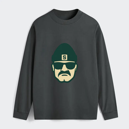 East Lansing Spartan wearing Michigan State beanie with S patch - Classic Long Sleeve Shirt - Gray