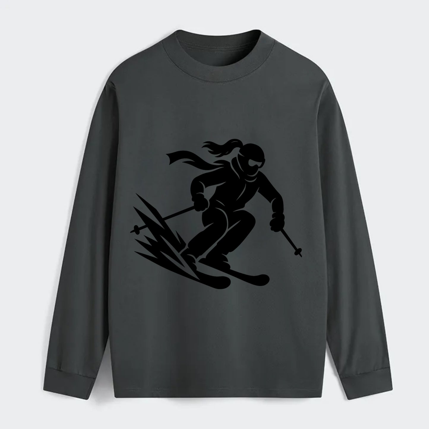 Skier carving down snowy slope - Classic Long Sleeve Shirt - Gray