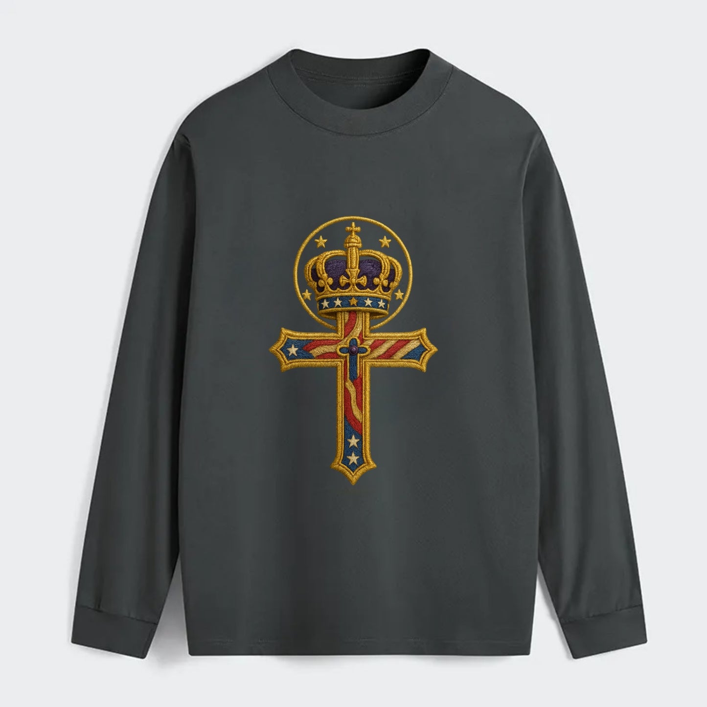 Cross and Crown  - Classic Long Sleeve Shirt - Gray
