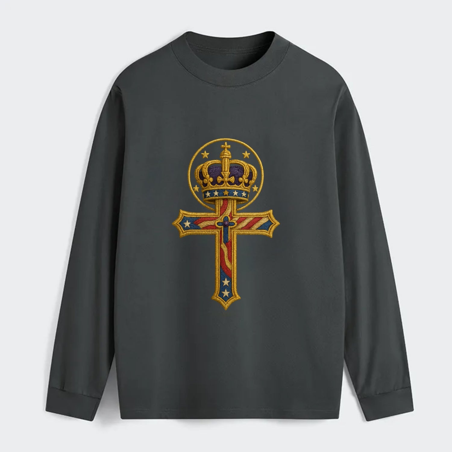 Cross and Crown  - Classic Long Sleeve Shirt - Gray