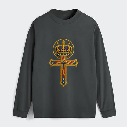 Cross and Crown  - Classic Long Sleeve Shirt - Gray