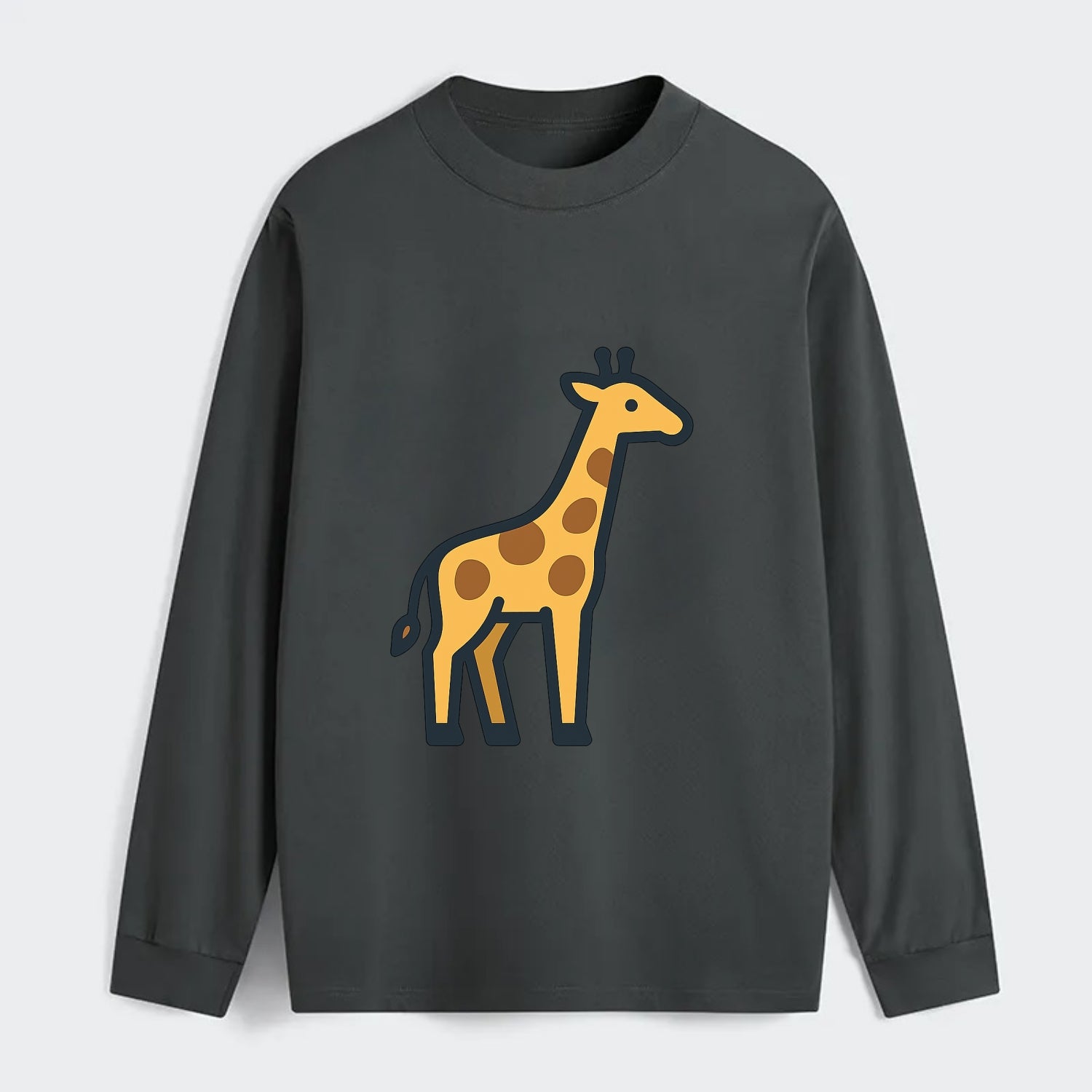 Giraffe - Yellow with brown patches flat side profile - Classic Long Sleeve Shirt - Gray