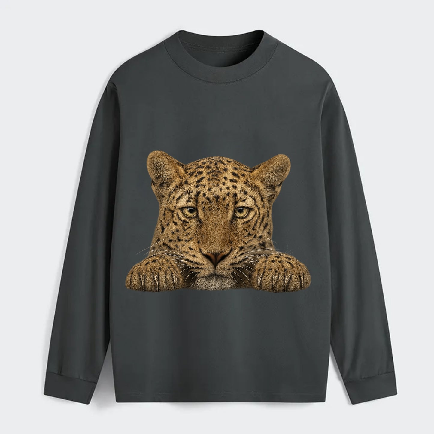 Leopard  - Classic Long Sleeve Shirt - Gray