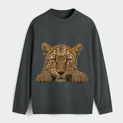Leopard  - Classic Long Sleeve Shirt - Gray