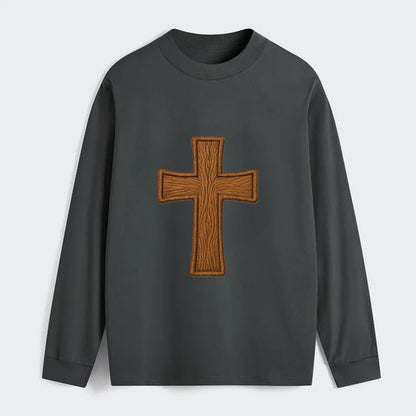 Carved Cross  - Classic Long Sleeve Shirt - Gray