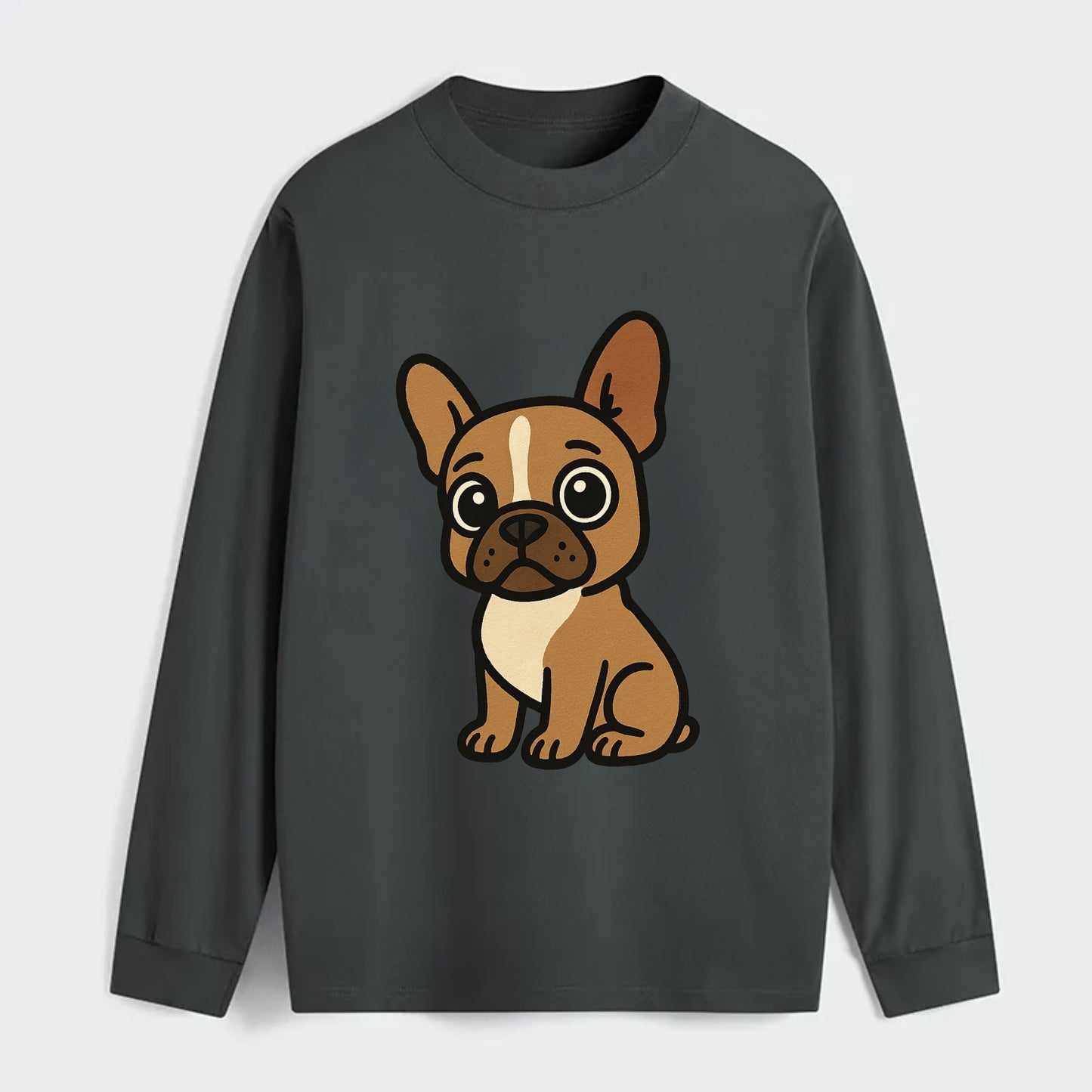French Bulldog - Head tilt one ear up - Classic Long Sleeve Shirt - Gray