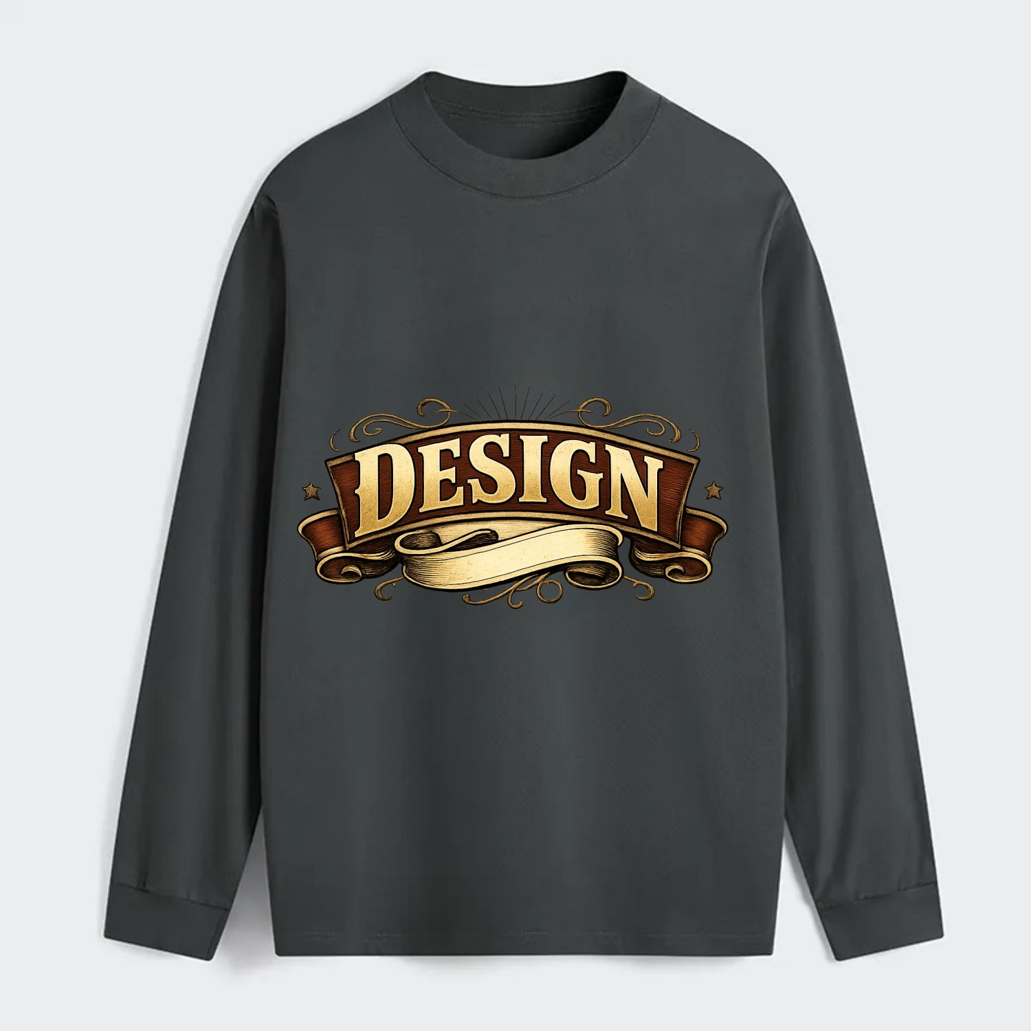 Bold typography design - "DESIGN" - intentional creation, aesthetic - Classic Long Sleeve Shirt - Gray