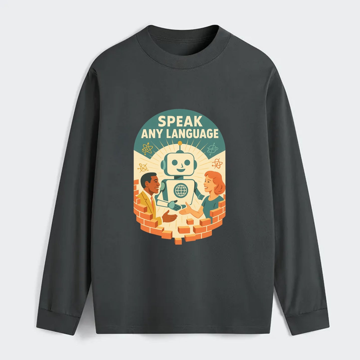 Language learning AI breaking down barriers - "Speak Any Language" - - Classic Long Sleeve Shirt - Gray