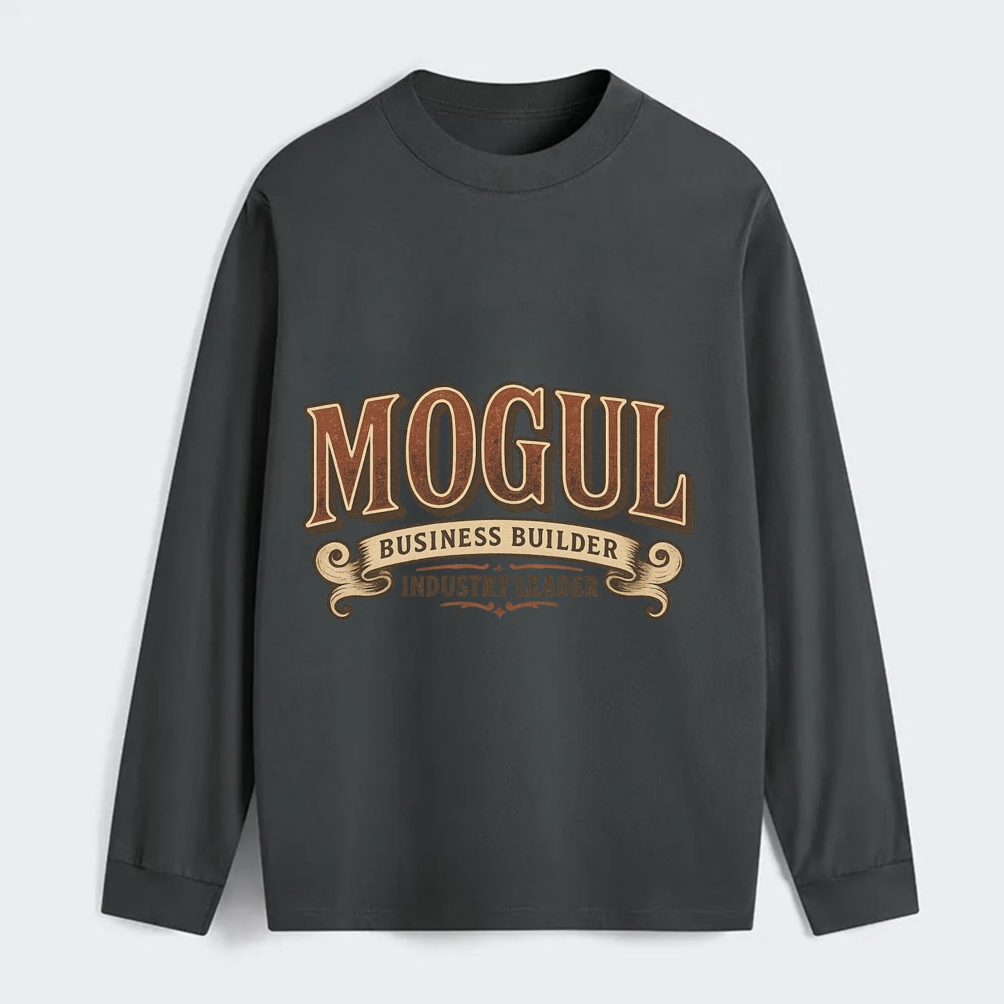Bold typography design - "MOGUL" - business builder, industry leader - Classic Long Sleeve Shirt - Gray