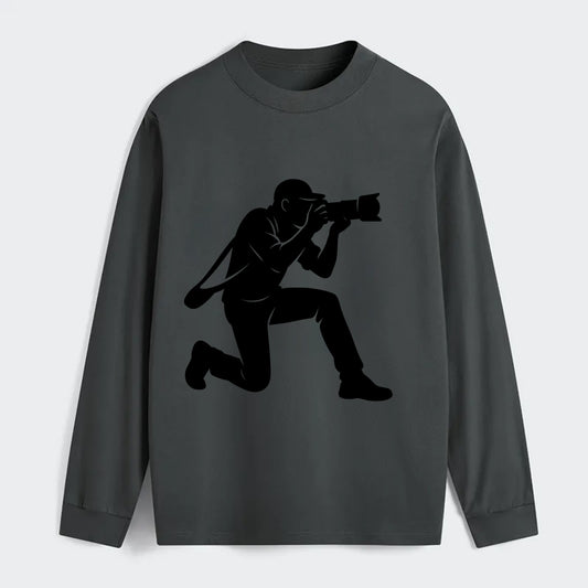 Photographer capturing perfect shot - Classic Long Sleeve Shirt - Gray