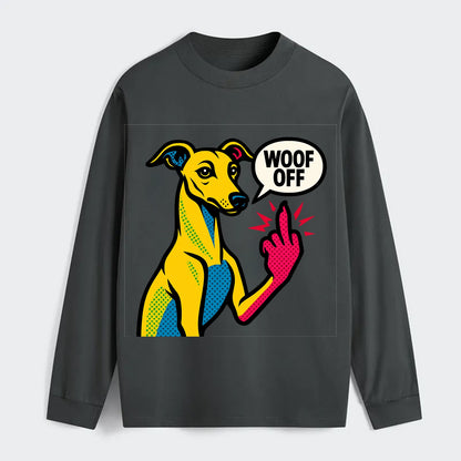 Whippet sleek athletic greyhound-like, elegant long paw giving sass - Classic Long Sleeve Shirt - Gray